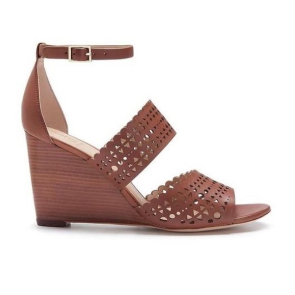 Tory Burch Perforated Wedge Leather Sandals - Size 10.5 - NEW - Picture 2 of 12